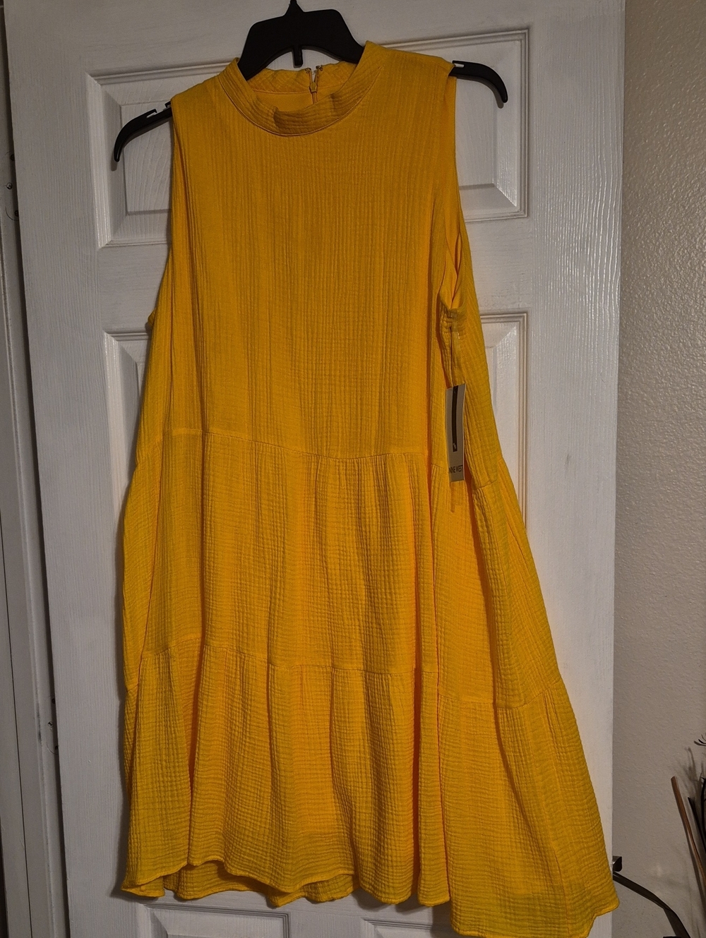 Nine West Vibrant Yellow Sleeveless Tiered Sun Dress